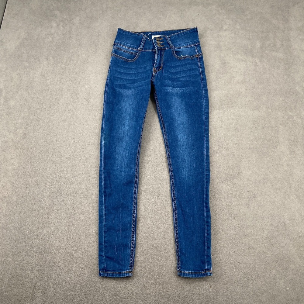 Red Bottoms Jeans Womens 3/26 Blue Denim Cotton Stretch Mid Rise Skinny Leg